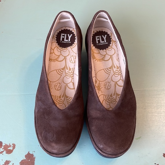 Fly London YAZ Wedge Shoes in Espresso Brown Suede, Size 37 Euro/6.5 US - Picture 3 of 13